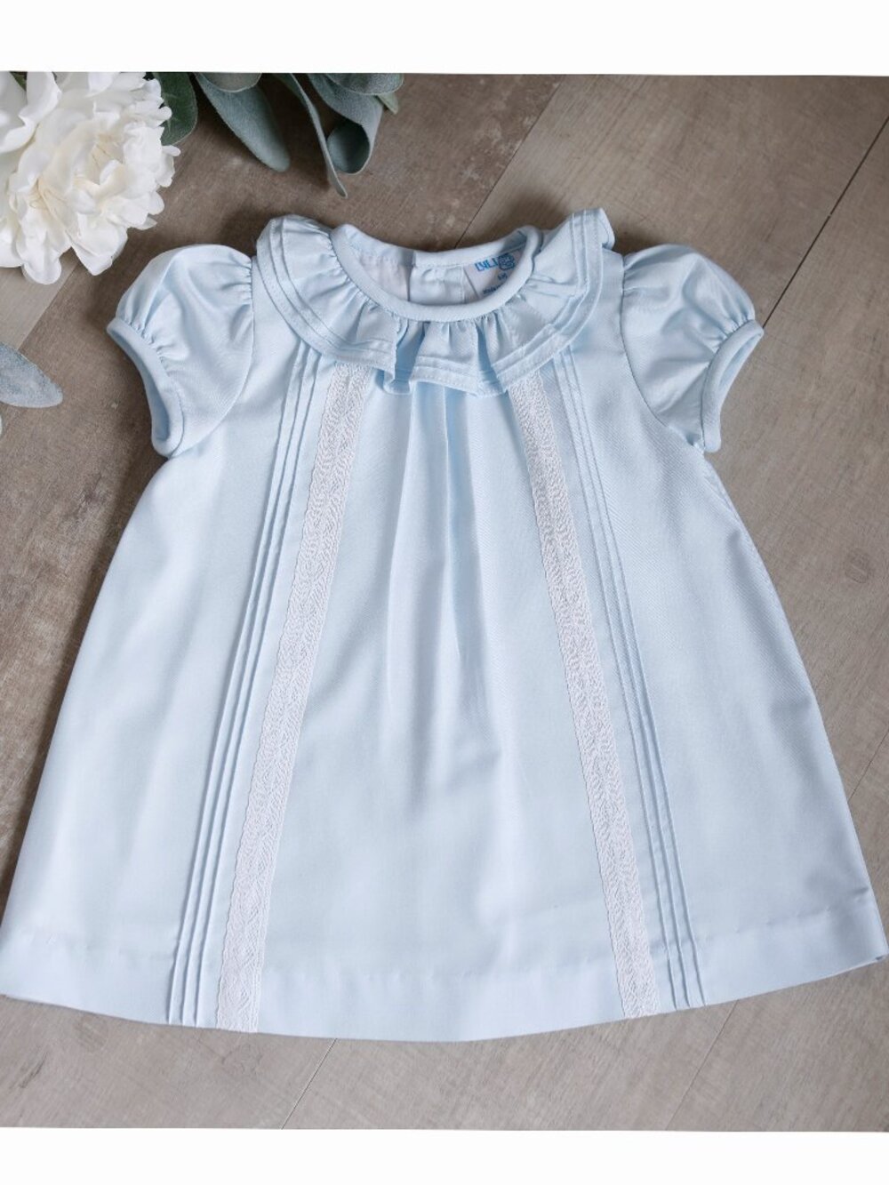 Blue Dress Luli & Me Lace Pintucks Ruffle Collar A-Line Boutique New With Tags